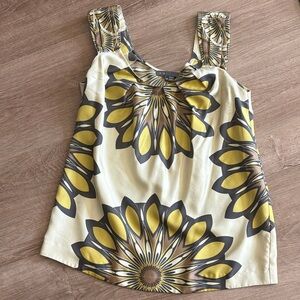 Vince Yellow and Brown Floral Tank Top